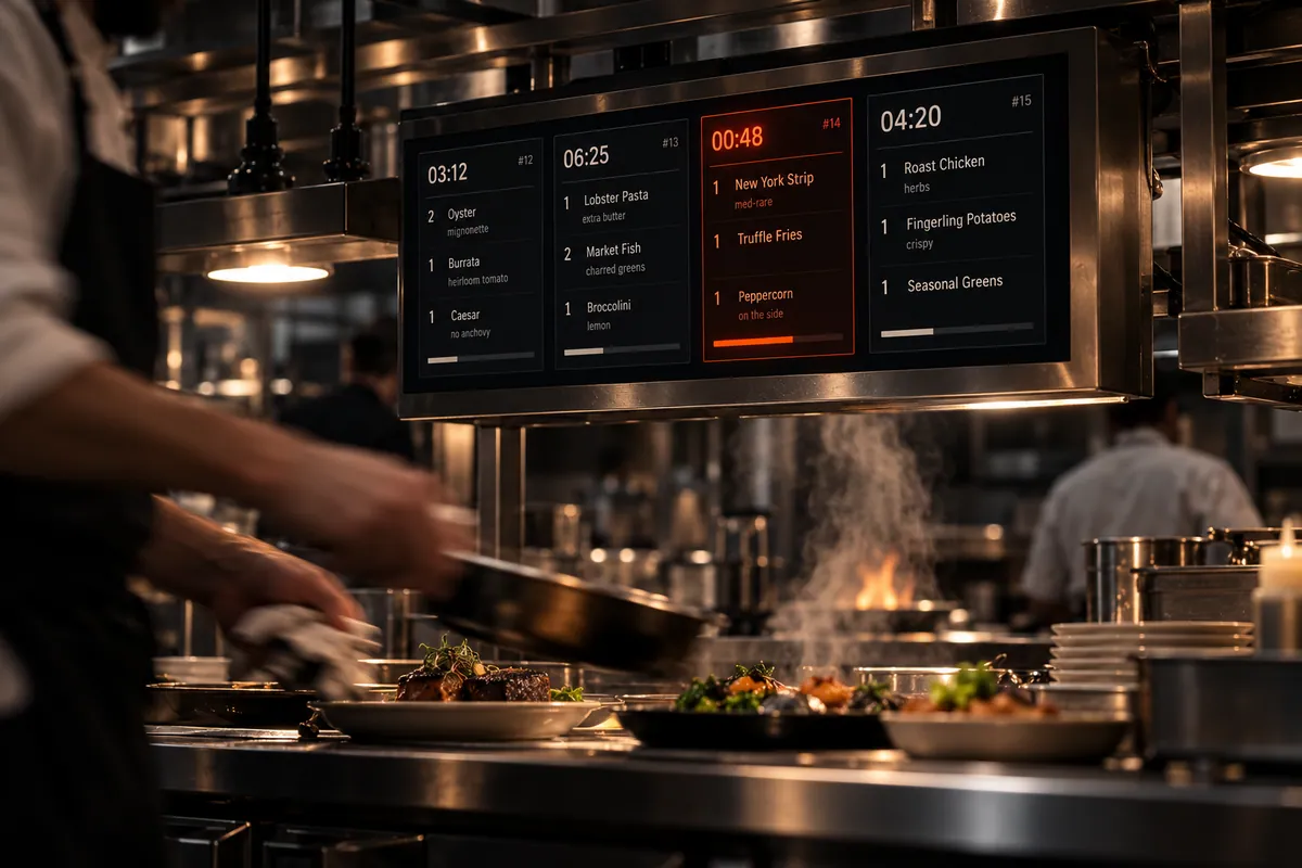 The kitchen screen during service